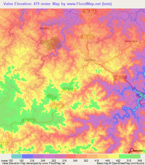 Vales,Portugal Elevation Map