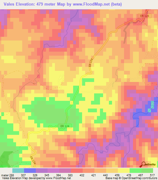 Vales,Portugal Elevation Map