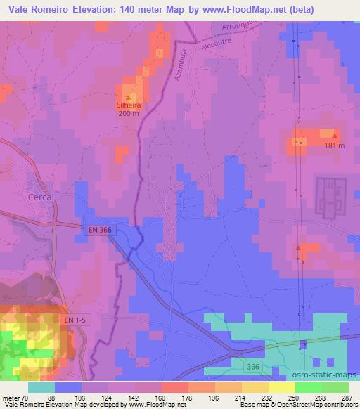 Vale Romeiro,Portugal Elevation Map
