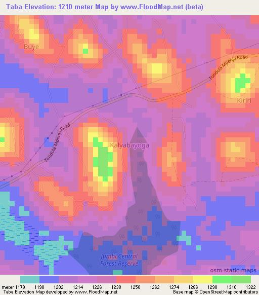 Taba,Uganda Elevation Map