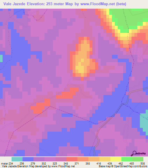 Vale Jazede,Portugal Elevation Map