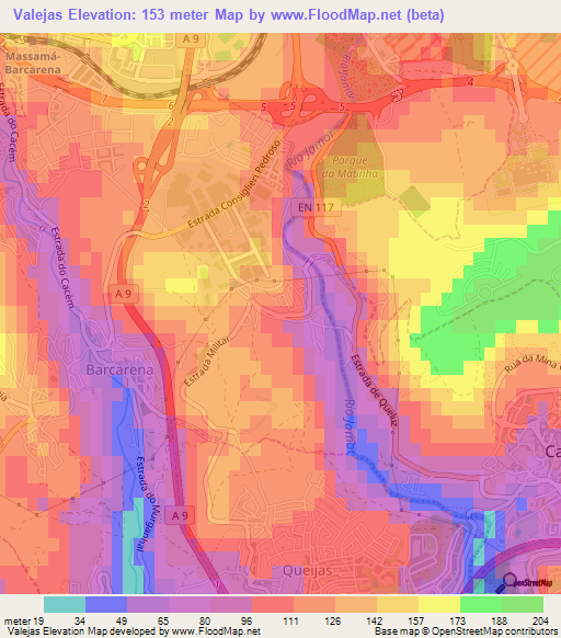 Valejas,Portugal Elevation Map