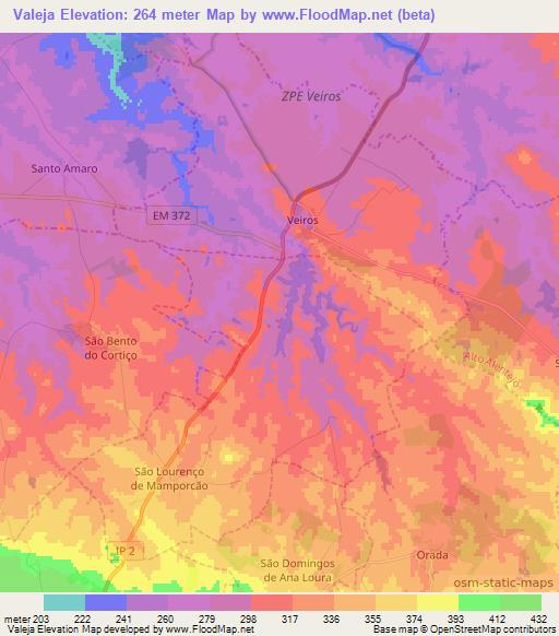 Valeja,Portugal Elevation Map