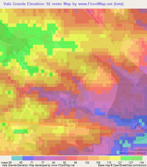 Vale Grande,Portugal Elevation Map