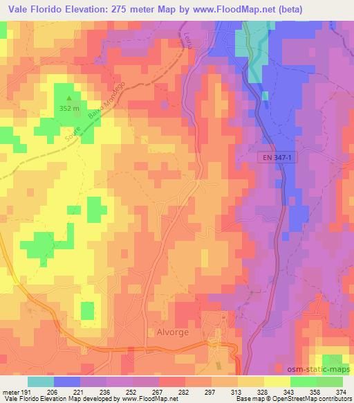 Vale Florido,Portugal Elevation Map