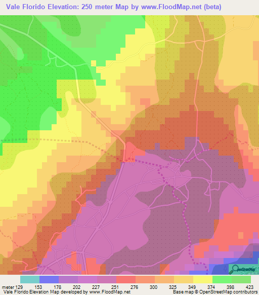 Vale Florido,Portugal Elevation Map