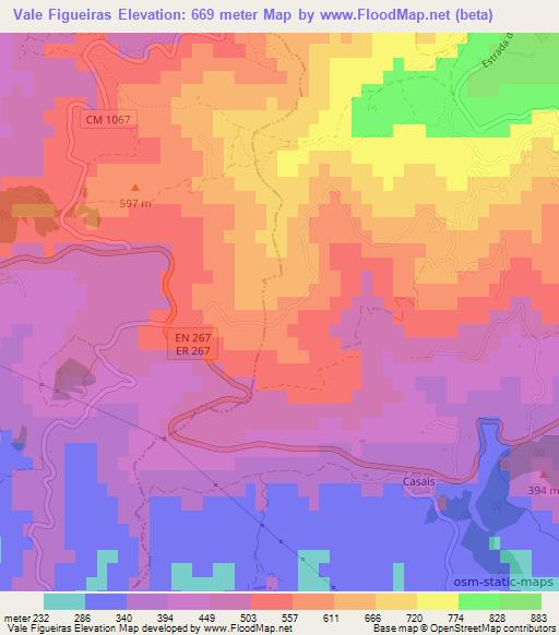 Vale Figueiras,Portugal Elevation Map