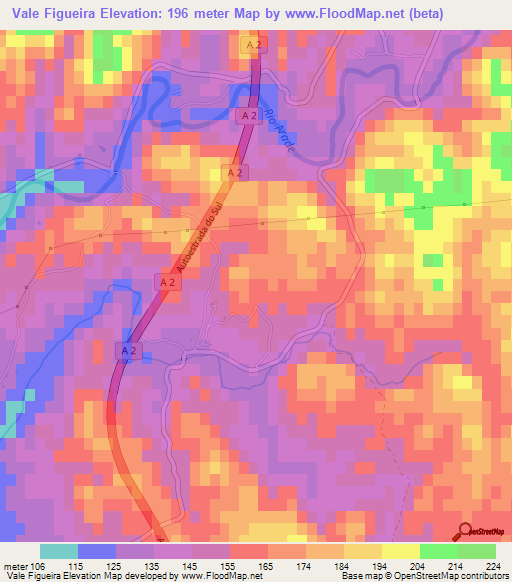 Vale Figueira,Portugal Elevation Map