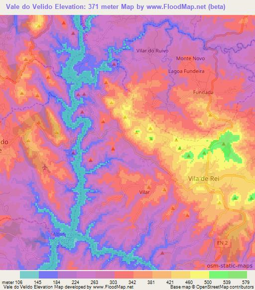Vale do Velido,Portugal Elevation Map