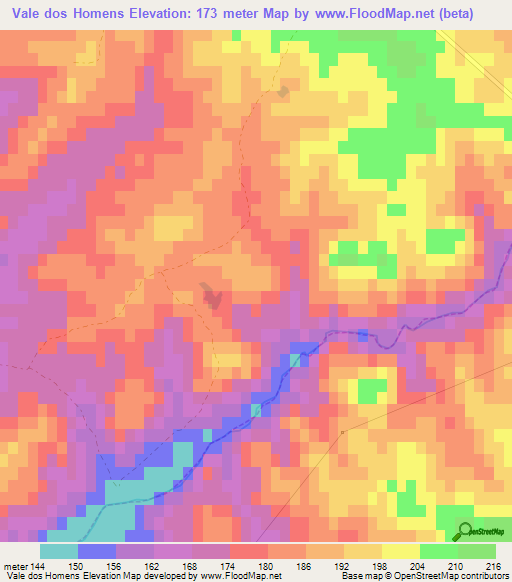 Vale dos Homens,Portugal Elevation Map