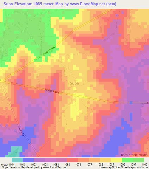 Supa,Uganda Elevation Map