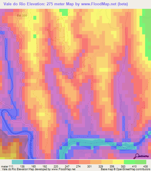 Vale do Rio,Portugal Elevation Map