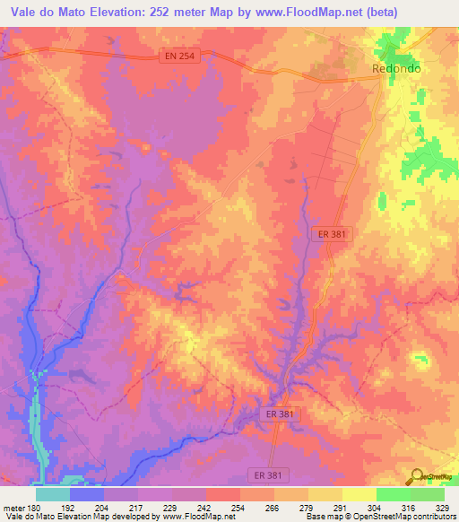 Vale do Mato,Portugal Elevation Map