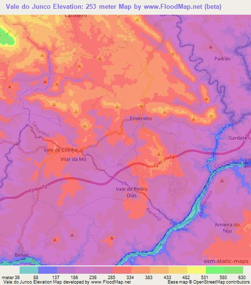 Vale do Junco,Portugal Elevation Map