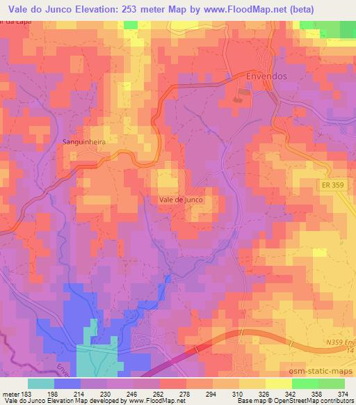 Vale do Junco,Portugal Elevation Map