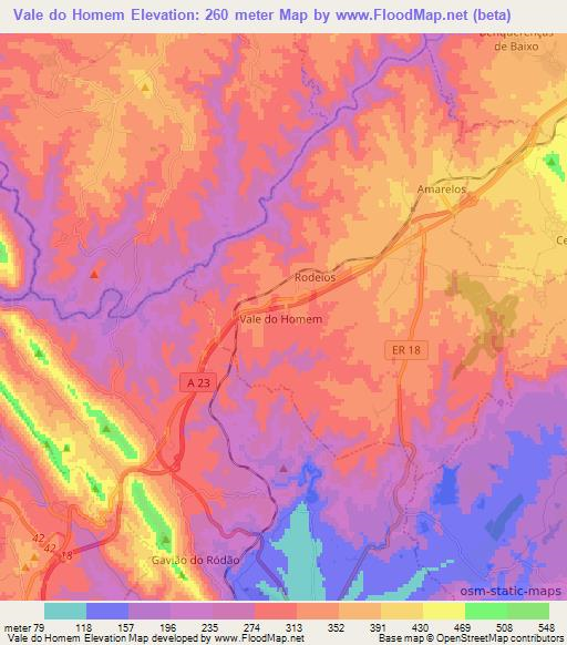 Vale do Homem,Portugal Elevation Map