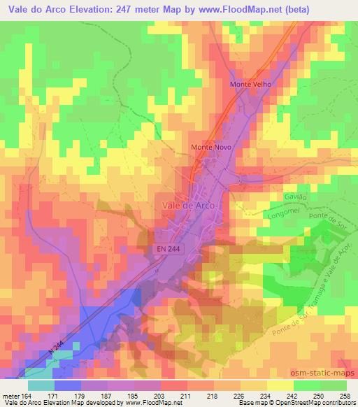 Vale do Arco,Portugal Elevation Map