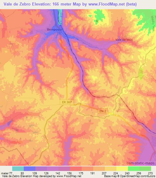 Vale de Zebro,Portugal Elevation Map