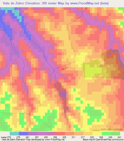 Vale de Zebro,Portugal Elevation Map