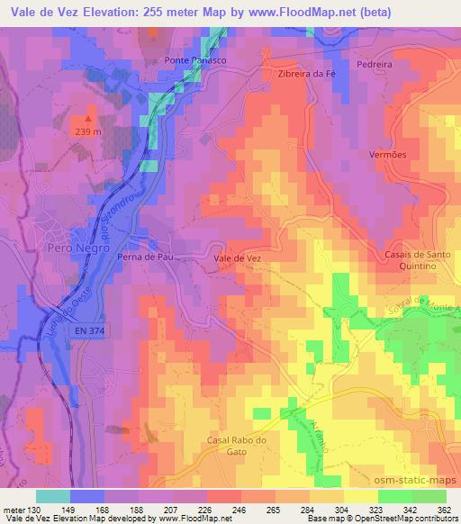 Vale de Vez,Portugal Elevation Map