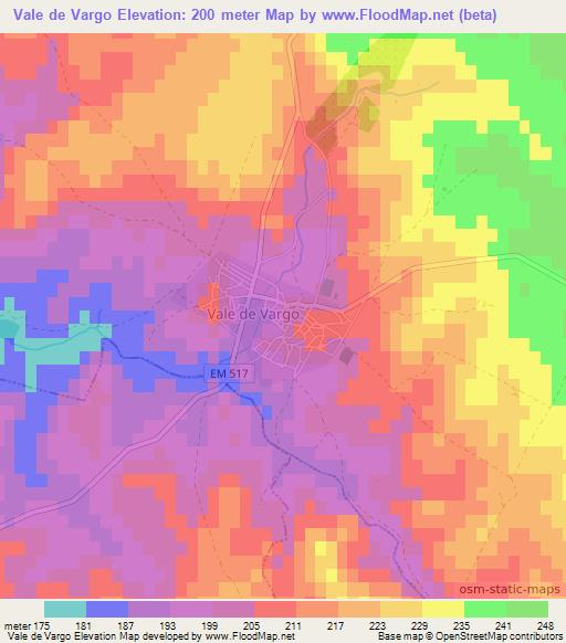 Vale de Vargo,Portugal Elevation Map
