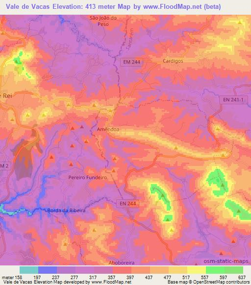 Vale de Vacas,Portugal Elevation Map
