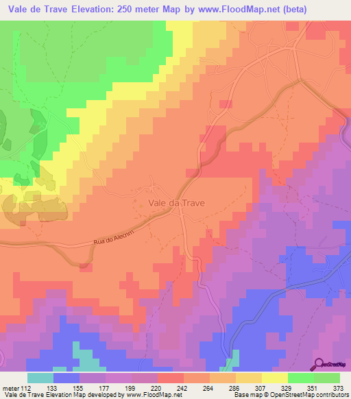 Vale de Trave,Portugal Elevation Map