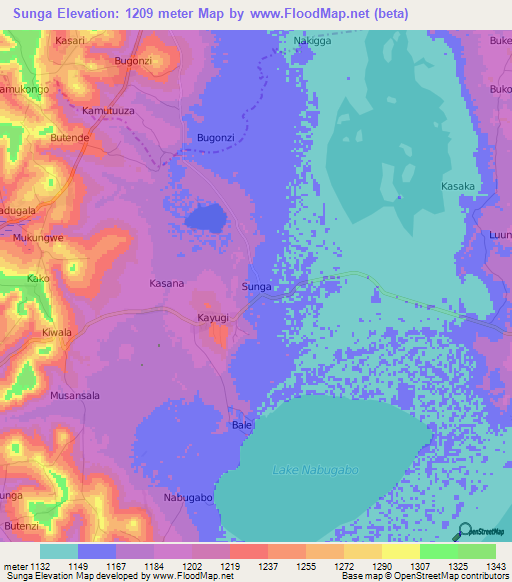 Sunga,Uganda Elevation Map