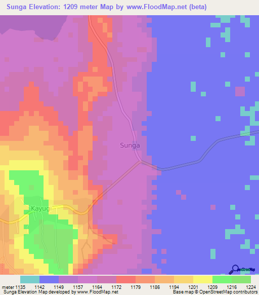 Sunga,Uganda Elevation Map