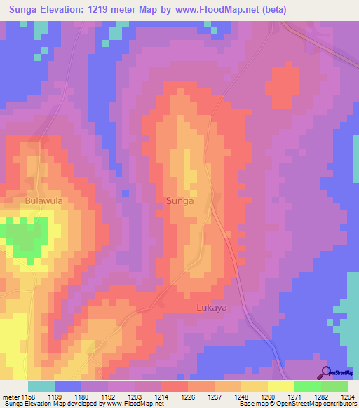 Sunga,Uganda Elevation Map