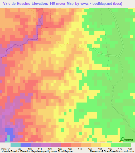 Vale de Russins,Portugal Elevation Map