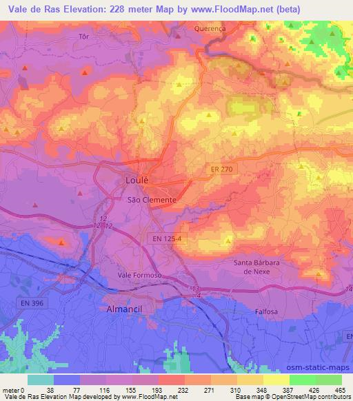 Vale de Ras,Portugal Elevation Map