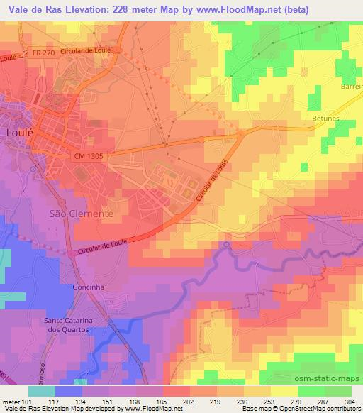 Vale de Ras,Portugal Elevation Map