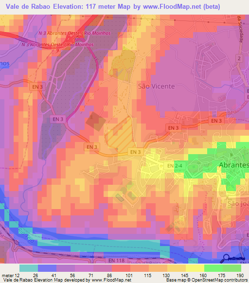 Vale de Rabao,Portugal Elevation Map