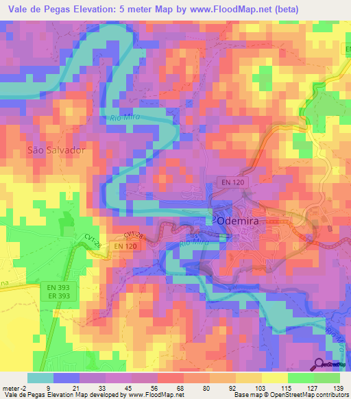 Vale de Pegas,Portugal Elevation Map