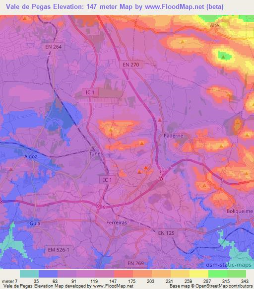 Vale de Pegas,Portugal Elevation Map