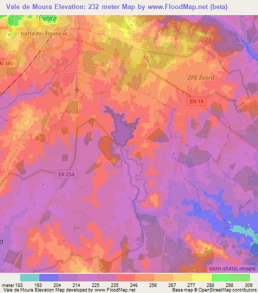 Vale de Moura,Portugal Elevation Map
