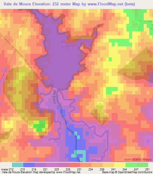 Vale de Moura,Portugal Elevation Map