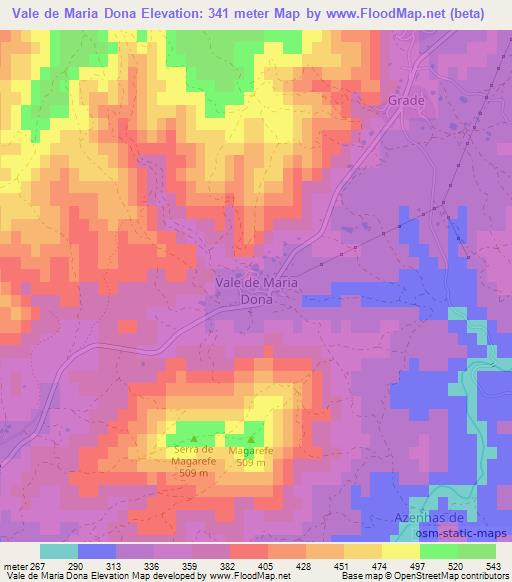 Vale de Maria Dona,Portugal Elevation Map