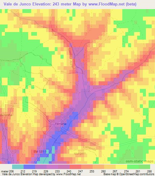Vale de Junco,Portugal Elevation Map