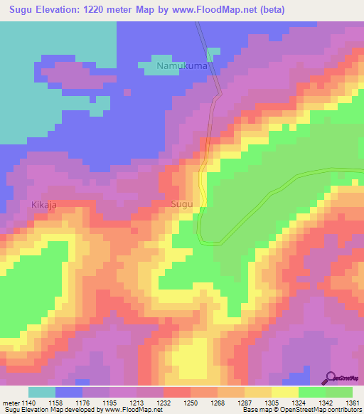 Sugu,Uganda Elevation Map