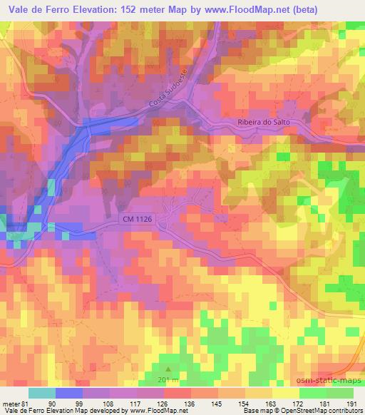 Vale de Ferro,Portugal Elevation Map