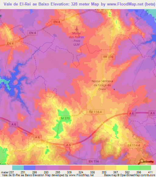 Vale de El-Rei ae Baixo,Portugal Elevation Map