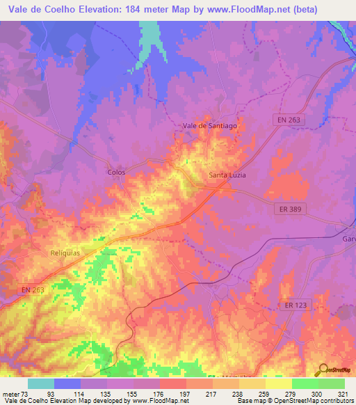 Vale de Coelho,Portugal Elevation Map