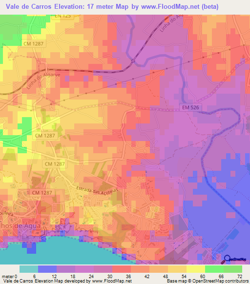 Vale de Carros,Portugal Elevation Map