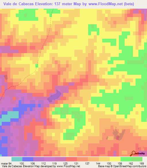 Vale de Cabecas,Portugal Elevation Map