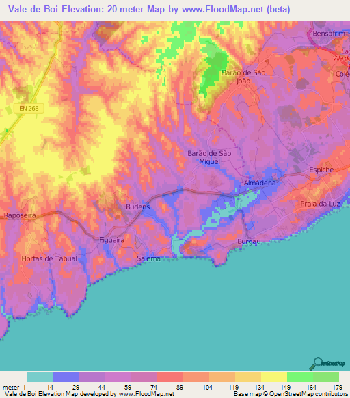 Vale de Boi,Portugal Elevation Map