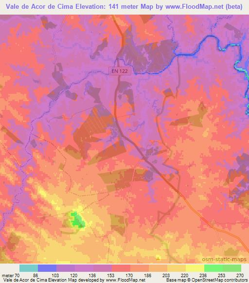 Vale de Acor de Cima,Portugal Elevation Map