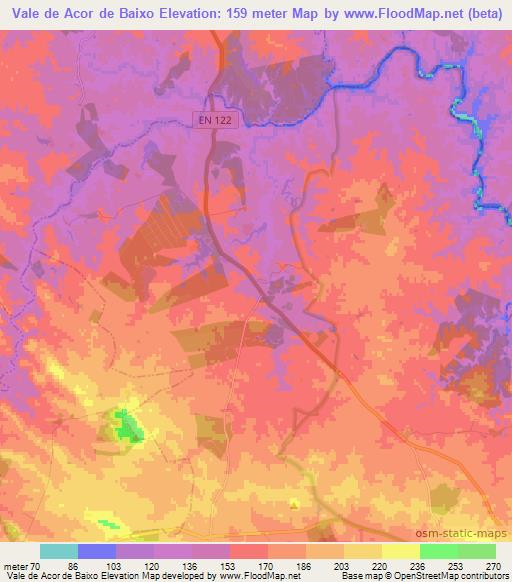 Vale de Acor de Baixo,Portugal Elevation Map