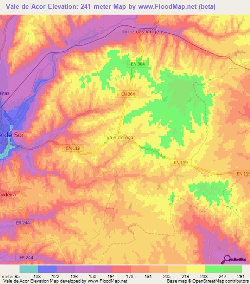 Vale de Acor,Portugal Elevation Map